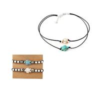 ATBUSS 1 collane a forma di tartaruga con 2 braccialetti a forma di tartaruga, braccialetto intrecciato regolabile, set di gioielli a forma di tartaruga, braccialetti dell'amicizia per coppie, amici