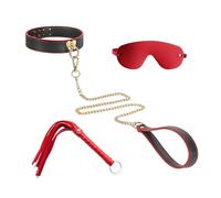 ATBUSS 1 Pezzo di Rosso E Nero Collare, Frusta E Maschera Per Gli Occhi, Compagno Di Divertimento Vestito, Elegante E Lussuoso Collana