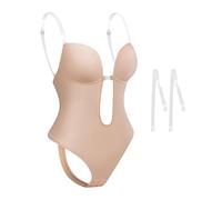 ATBUSS 1 Pezzo Di Tono Della Pelle Shapewear E 2 Spallacci Trasparenti, Triangolo Halter Di Un Pezzo, Adatto Per Corrispondenza Abiti E Usura Quotidiana.