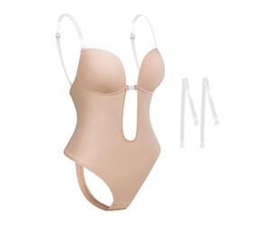 ATBUSS 1 Pezzo Di Tono Della Pelle Shapewear E 2 Spallacci Trasparenti, Triangolo Halter Di Un Pezzo, Adatto Per Corrispondenza Abiti E Usura Quotidiana.