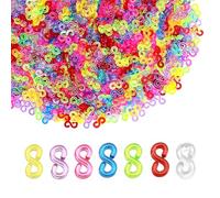 ATBUSS 1000 pezzi di accessori per fettuccia, fibbie per fascia elastica a forma di S, accessori per gioielli fai-da-te per attaccare accessori per gioielli con bracciale in fettuccia (colorati)