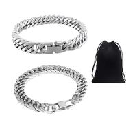 ATBUSS 2 bracciali alla moda in acciaio al titanio, semplici e versatili, bracciali in argento, dimensioni squisite, gioielli da uomo, adatti per regali di vacanza., Acciaio inossidabile