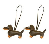 ATBUSS 2 Ciondoli Bassotto, Pendenti in Pelle Pu alla Moda, Accessori Decorativi per Borse, Decorazioni Creative Carine (Marrone).