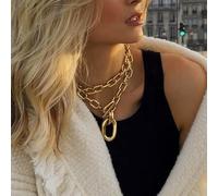 ATBUSS 2 Collane Antiche Multistrato, Regali Impilati per Le Donne, Stile Punk Cubano, Adatto per L'Assemblaggio Quotidiano E Il Vestito da Festa.