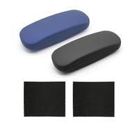 ATBUSS 2 custodie per occhiali monocolore, 2 panni per occhiali, unisex, custodia per occhiali da sole, custodia per occhiali da sole, custodia rigida per occhiali, Nero , 20*15*1cm