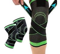ATBUSS 2 ginocchiere antiscivolo per rotula, maniche regolabili per tendinite, artrite, lesioni ai legamenti, lacerazione del menisco (verde, taglia L)