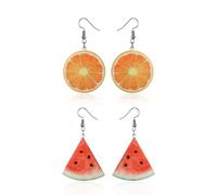 ATBUSS 2 Paia di Orecchini Arancia E Anguria, Divertenti Accessori di Frutta, Orecchini da Donna, Adatti per Feste, Spettacoli E Servizi Fotografici.