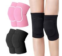 ATBUSS 2 paia di spugne per danza sportiva, ginocchiere, spugna ispessita, rilegatura elastica, ginocchiera, accessori quotidiani per atleti (rosa, nero)