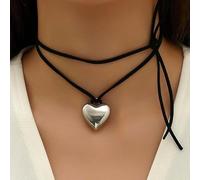 ATBUSS 2 Pezzi di Retro in Pelle A Forma di Cuore Collane, Grande Amore A Forma di Collane, Multi-Strato del Pendente Collari, Unisex Collane, Accessori Regolabili.