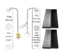 ATBUSS 2 Segnalibri con Lettere in Acciaio Inossidabile E 2 Scatole Regalo, Segnalibri con Ciondolo Girasole alla Moda, Squisite Scatole Regalo, Regali di Natale.