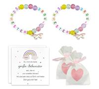ATBUSS 2 Set di Braccialetti per Bambini Sorella, Braccialetti per Lettere d'Amore in Acrilico, Simpatici Braccialetti Elastici, Regali per Bambini Squisiti.