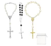 ATBUSS 3 Collane con Croce di Perle E Borse Portaoggetti, Accessori per La Decorazione di Auto Pratici E Belli, Gioielli Tutti I Giorni, Gioielli Creativi con Perline Incrociate.