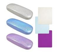 ATBUSS 3 custodie glitterate per occhiali, con 3 panni per occhiali, custodia anti-stress, custodia semplice per occhiali, strumento portatile per la conservazione degli occhiali, custodia rigida in