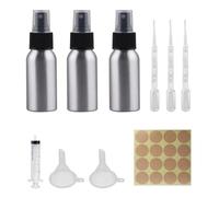 ATBUSS 3 flaconi spray da 50 ml con 1 adesivo per etichette, 2 imbuti, 1 siringa, 3 contagocce, mini flacone spray, nebulizzatore in lega di alluminio, flacone dispenser di liquidi