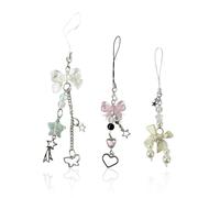 ATBUSS 3 Pendenti dell'Arco, Catena del Telefono Mobile del Cuore della Ragazza Dolce, Ciondolo Chiave Semplice E Versatile, Accessori Svegli del Pendente della Borsa.