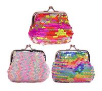 ATBUSS 3 sacchetti reversibili con paillettes, attrezzi portatili, borsa con clip in ferro, chiusura a bacio, sacchetto per monete, mini sacchetto per gioielli, regalo per feste di compleanno, colore,