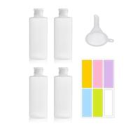 ATBUSS 4 bottiglie da spremere da 200 ml, con coperchio pieghevole, adesivi per etichette, imbuto, tubo di plastica, bottiglie da spremere, bottiglie dispenser, vuote, riutilizzabili, adatte per set