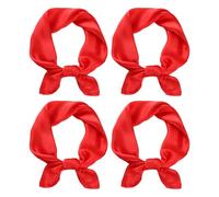 ATBUSS 4 Pezzi di Raso Rosso Sciarpe Quadrate, Simulazione di Seta Piccole Sciarpe Quadrate, Signore Elei Sciarpe di Seta, Accessori di Abbigliamento di Moda, Regali per Le Madri.