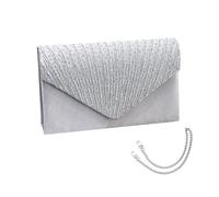 ATBUSS Borsa a Busta con 1 Pezzo di 120 cm e 1 Pezzo di Catena d'Argento da 40 cm, Borsa Satinata Lucida, Adatta per Ballo di Fine Anno, Cena, Festa, Matrimonio