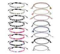 ATBUSS Bracciale in stile bohémien, 16 pezzi, in tessuto intrecciato a mano, delicato sulla pelle, regolabile, cavigliera per sport all'aria aperta, braccialetto da surf, adatto per feste o surf
