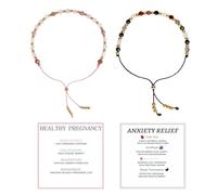 ATBUSS Braccialetti di Decompressione da 2 Pezzi, Squisite Corde per Le Mani in Pietra Naturale, Gioielli in Cristallo alla Moda, Adatti per L'Uso Quotidiano, Regali.