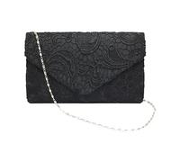 ATBUSS Pochette da Donna in Pizzo e Raso, Borsa a Tracolla con Busta, Tote Floreale per Sera, Nero, 22*13*5 cm