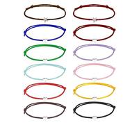 ATBUSS Set di 10 braccialetti a forma di cuore e 2 a forma di stella, intrecciati colorati, decorazione da polso semplice, regolabile, 20 x 15 x 1 cm, 20*15*1cm, Cotone