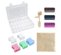 ATBUSS Set di 156 organizer per fili da ricamo, 1 scatola con 24 griglie, 1 etichetta numerica, 1 bobina per fili, 150 bobine, 3 pezzi di filo da cucito, accessori per punto croce, utensili da ricamo