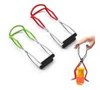 ATBUSS Set di 2 pinze per conserve, pinze per barattoli, pinze di sollevamento in acciaio inossidabile, anti-bruciore, accessori da cucina per barattoli caldi (rosso, verde)