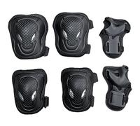 ATBUSS Set di 6 protezioni per bambini, protezione per bambini, ginocchiere per pattinaggio, skateboard, pattinaggio, ciclismo (nero)