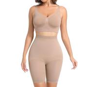 Atbuty Set di 2 pantaloncini e reggiseno, pantaloncini a metà coscia, senza cuciture, confezione da bralette, Marrone, X-Large