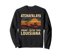 Atchafalaya Gator Tour Camicia Louisiana Palude Boat Tramonto Felpa