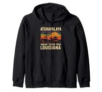 Atchafalaya Gator Tour Camicia Louisiana Palude Boat Tramonto Felpa con Cappuccio