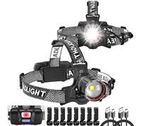 ATDOALL Lampada frontale a LED super luminosa, ricaricabile, con sensore di movimento, 5 modalità, impermeabilità IPX5, regolabile a 90°, zoomabile, per adulti, cappello rigido, all'aperto, campeggio