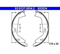 ATE 03.0137-3034.2 Kit ganasce, Freno stazionamento per VOLVO