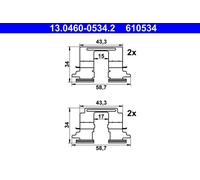 ATE 13.0460-0534.2 Kit accessori, Pastiglia freno per CITROËN,MAZDA,MITSUBISHI,P