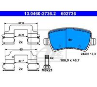 ATE pastiglie freno 13.0460-2736.2 106x48,7 spessore 17,3 mm predisposto sensore
