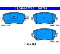 ATE 13.0460-2774.2 Kit pastiglie freno, Freno a disco per NISSAN