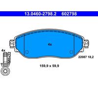 ATE 13.0460-2798.2 Kit pastiglie freno, Freno a disco per FIAT,NISSAN,OPEL,RENAU