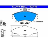 ATE 13.0460-2830.2 Kit pastiglie freno, Freno a disco per MITSUBISHI,VOLVO