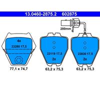 ATE 13.0460-2875.2 Kit pastiglie freno, Freno a disco per AUDI,VW