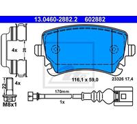 ATE 13.0460-2882.2 - Kit pastiglie freno asse posteriore 602882