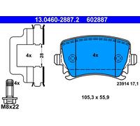 KIT PASTIGLIE FRENO POST ATE VW CC 2.0 TDI 125KW 11>16 13046028872