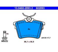 ATE 13.0460-2893.2 Kit pastiglie freno, Freno a disco per CITROËN,PEUGEOT