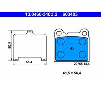 ATE 13.0460-3403.2 Kit pastiglie freno, Freno a disco per VOLVO