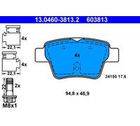 ATE 13.0460-3813.2 Kit pastiglie freno, Freno a disco per CITROËN,PEUGEOT