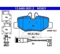 ATE 13.0460-3821.2 - Kit pastiglie freno asse posteriore 603821