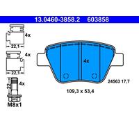 ATE Pastiglie Freni 13.0460-3858.2 Kit Pastiglie Freni,Kit Pasticche Freni AUDI,VW,SKODA,A3 Sportback (8PA),A3 Hatchback (8P1),A1 Sportback (8XA, 8XF)