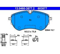 ATE 13.0460-3877.2 Kit pastiglie freno, Freno a disco per VW