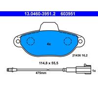 ATE 13.0460-3951.2 Kit pastiglie freno, Freno a disco per FIAT,LANCIA